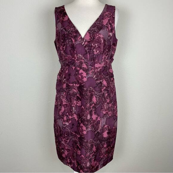 Garnet Hill Maroon Silk Sleeveless Sheath Dress 10 - Picture 2 of 7
